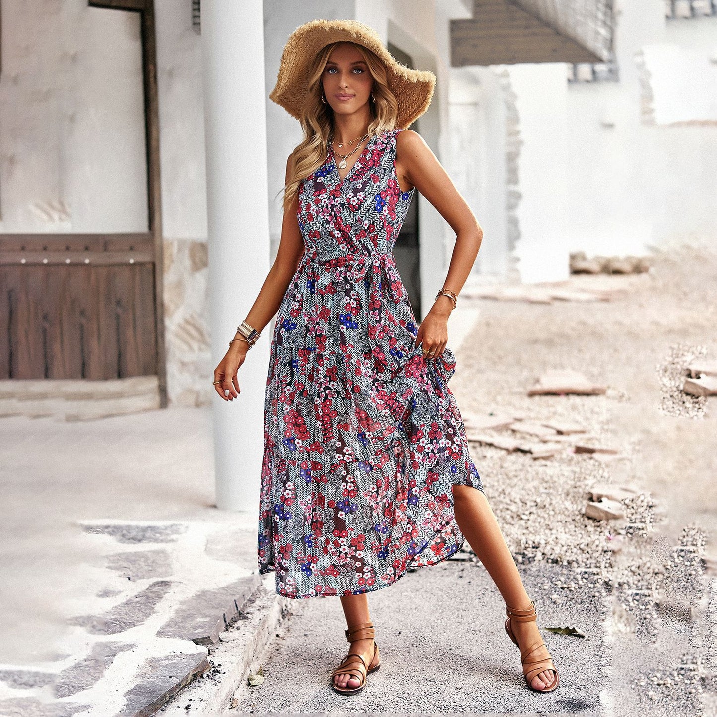 Chic Floral Sophie Laurie Vacation Midi Dress
