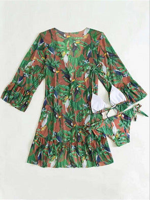 Tropical Print Sophie Laurie Bikini Kimono Set