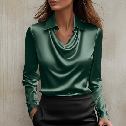 Elegant Satin Swing Collar Top by Sophie Laurie