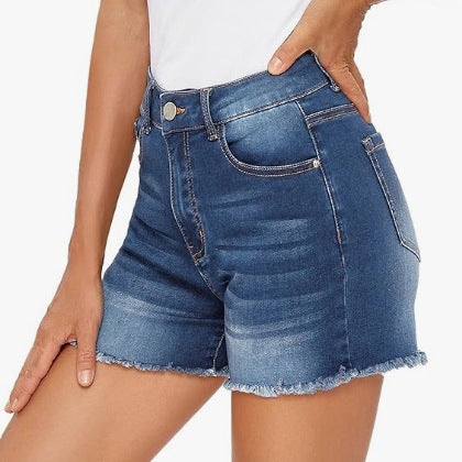 High Waist Slim Fit Denim Shorts by Sophie Laurie