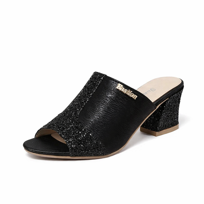 Sparkling Chunky Heel Sophie Laurie Plus Sandals