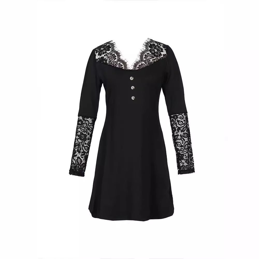 Elegant Lace V-Neck Dress by Sophie Laurie