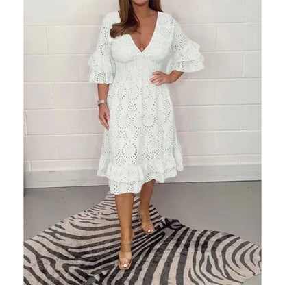 Chic Embroidered V-Neck Dress by Sophie Laurie