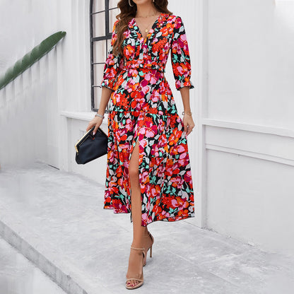 Chic Floral Sophie Laurie Vacation Midi Dress