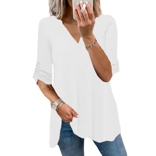 Chic V-Neck Loose Chiffon Top by Sophie Laurie