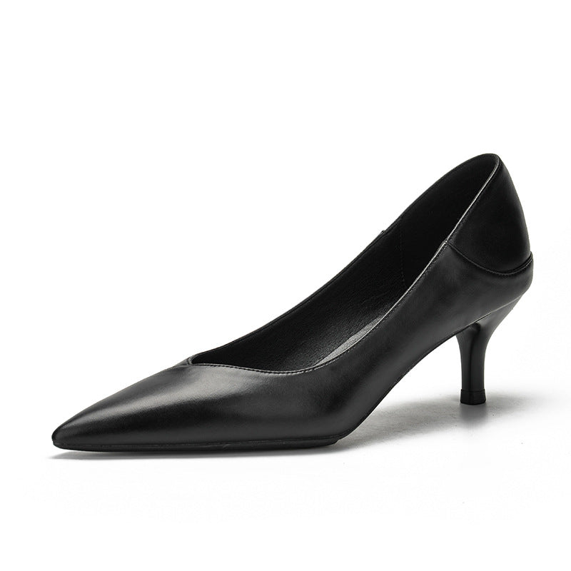 Elegant Black Sheepskin Heels by Sophie Laurie