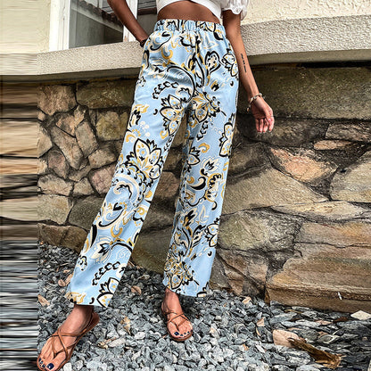 Floral Print Straight-Leg Pants by Sophie Laurie