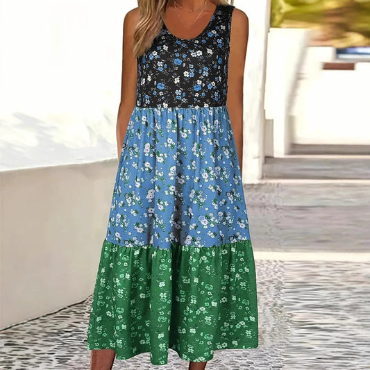 Floral Tiered Sophie Laurie Casual Vest Dress