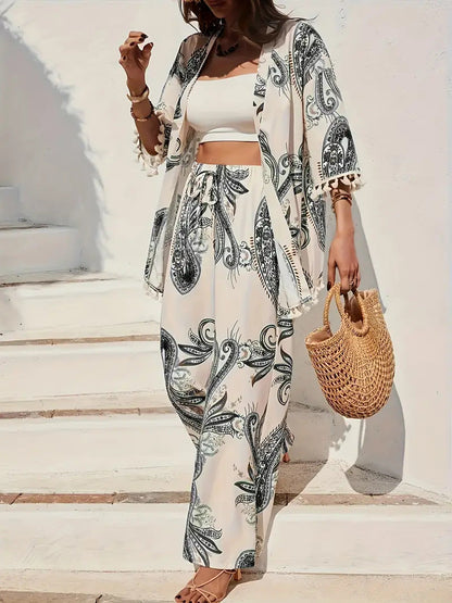 Chic Printed Sophie Laurie Cardigan Pants Set