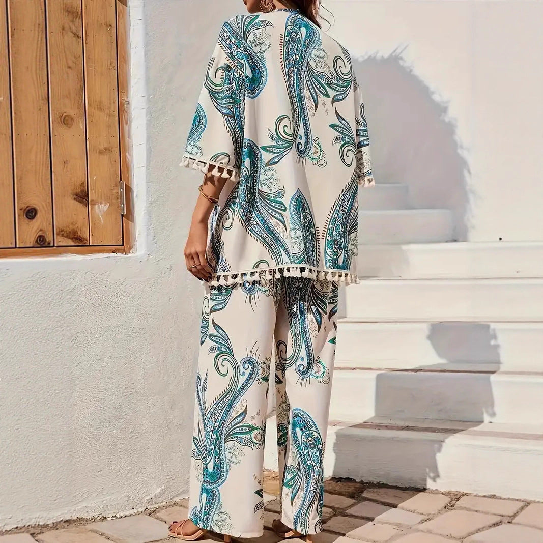 Chic Printed Sophie Laurie Cardigan Pants Set