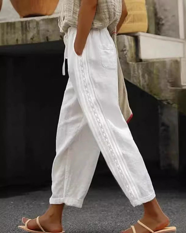 Elegant Cotton Linen Cropped Pants Sophie Laurie