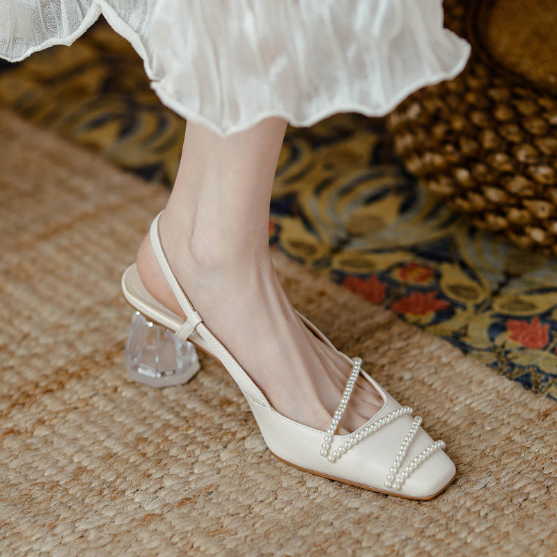 Elegant Crystal Heel Sandals by Sophie Laurie