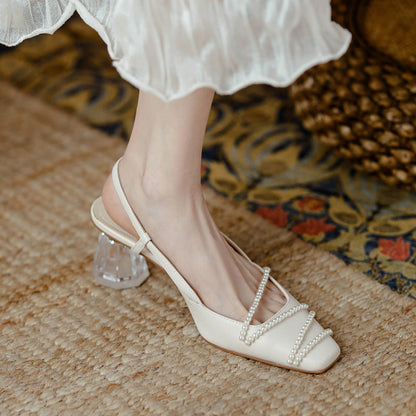 Elegant Crystal Heel Sandals by Sophie Laurie