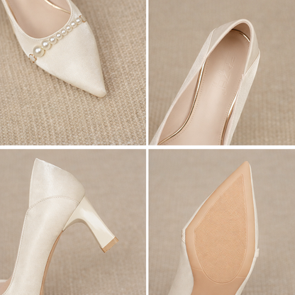 Elegant Pearl Pointed Heels by Sophie Laurie
