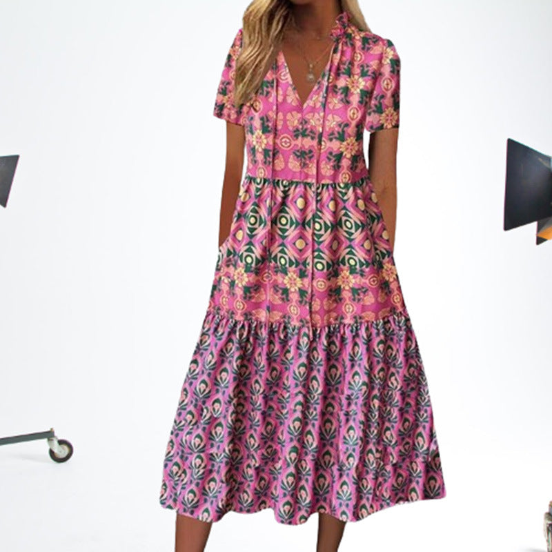 Vibrant Printed Sophie Laurie Summer Midi Dress
