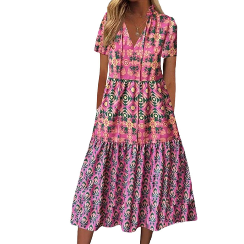 Vibrant Printed Sophie Laurie Summer Midi Dress