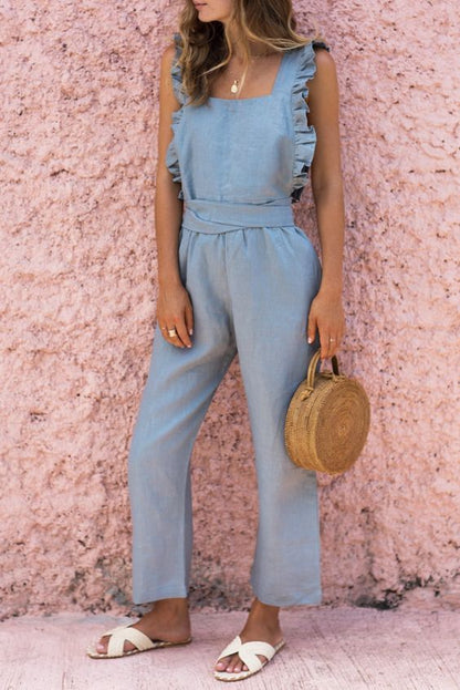 Chic Ruffle-Trim Sophie Laurie Jumpsuit