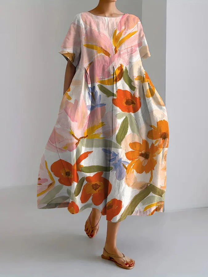 Artful Floral Sophie Laurie Summer Midi Dress
