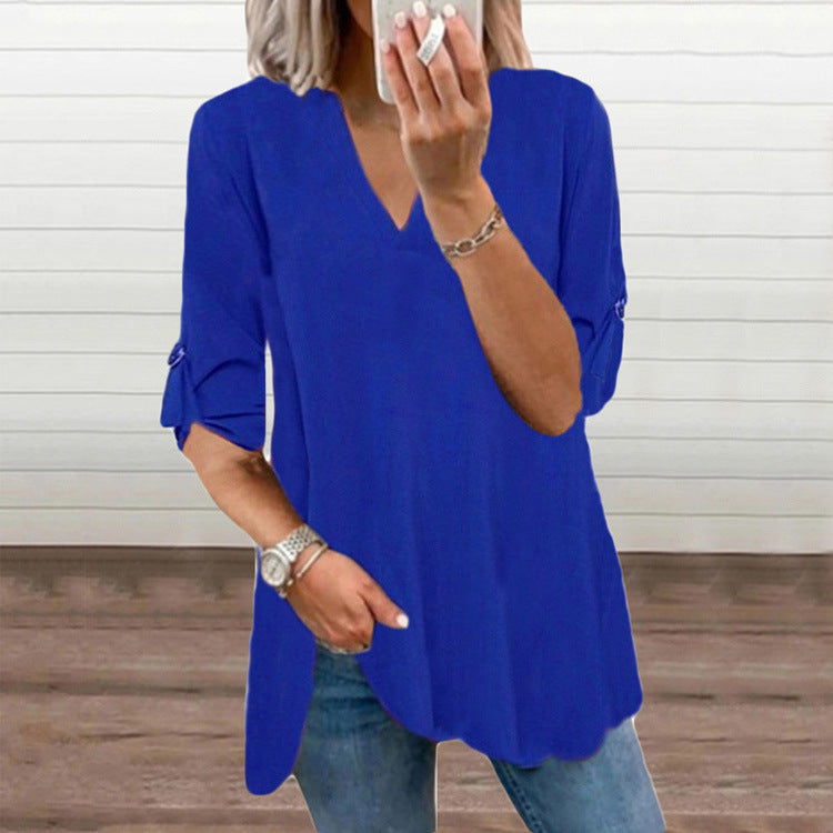 Chic V-Neck Loose Chiffon Top by Sophie Laurie