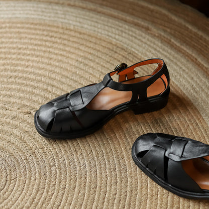 Retro Cowhide Roman Sandals by Sophie Laurie