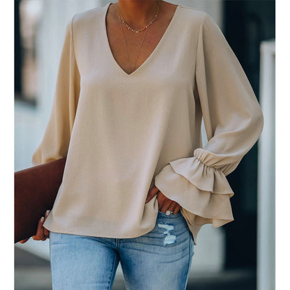 Elegant V-Neck Ruffle Sleeve Top by Sophie Laurie