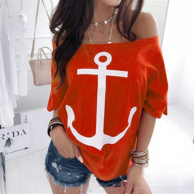 Nautical Anchor Off-Shoulder Top by Sophie Laurie