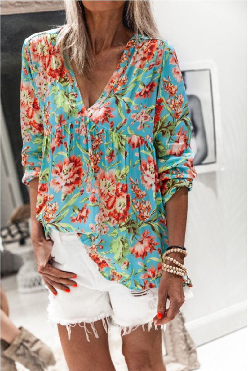 Vibrant Floral Sophie Laurie Long Sleeve Blouse
