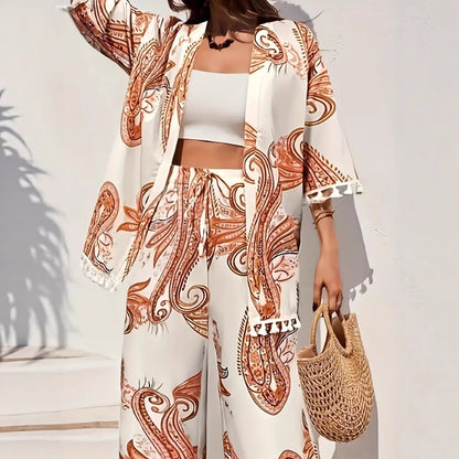 Chic Printed Sophie Laurie Cardigan Pants Set