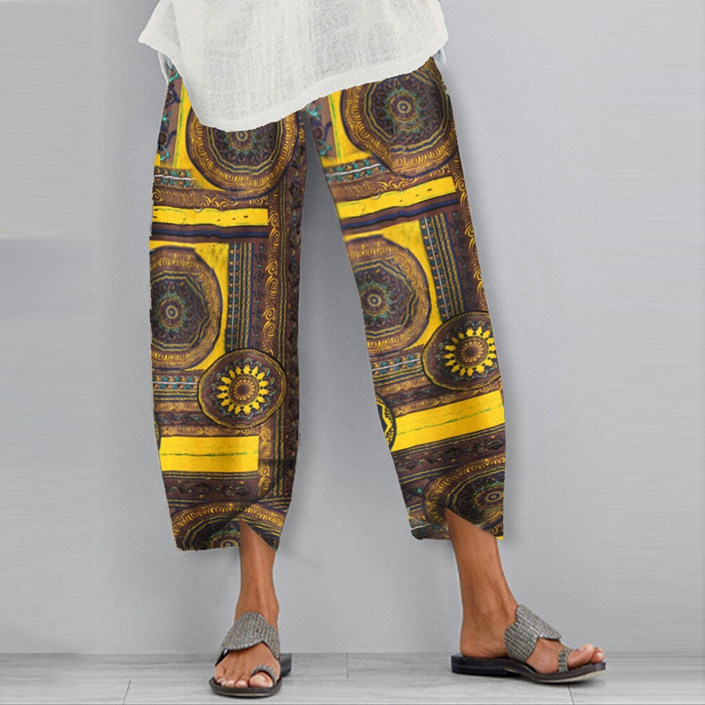 Boho Print Sophie Laurie Elastic Casual Pants