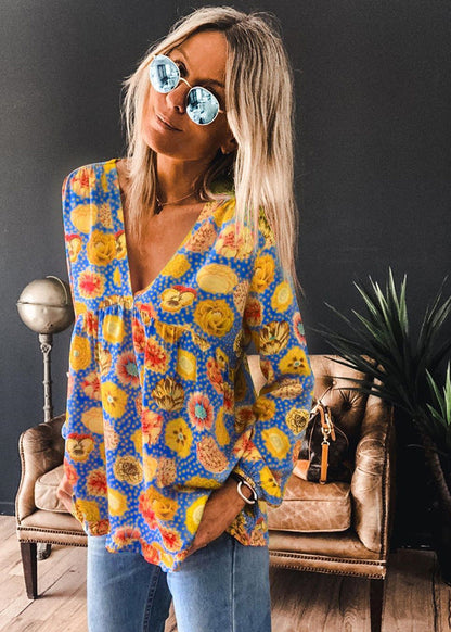 Vibrant Floral Sophie Laurie Long Sleeve Blouse