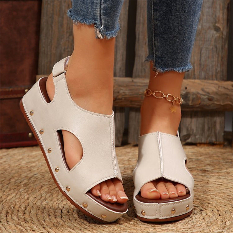 Chic Platform Peep Toe Sandals by Sophie Laurie
