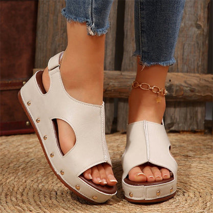 Chic Platform Peep Toe Sandals by Sophie Laurie