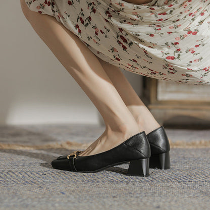 Elegant Square Toe Heels by Sophie Laurie