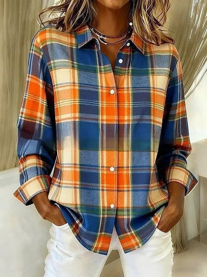 Plaid Colorblock Sophie Laurie Long Sleeve Blouse