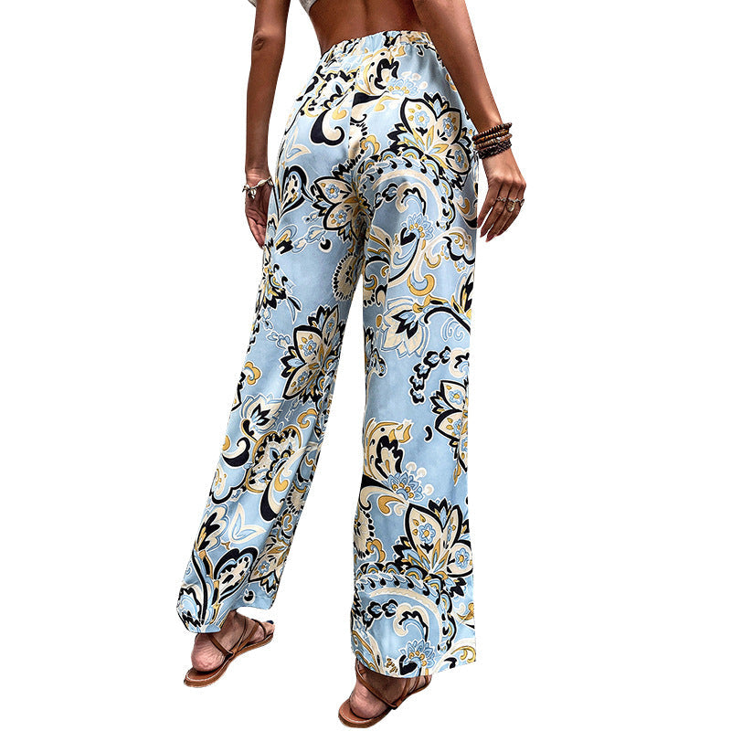 Floral Print Straight-Leg Pants by Sophie Laurie