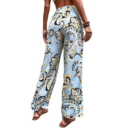Floral Print Straight-Leg Pants by Sophie Laurie