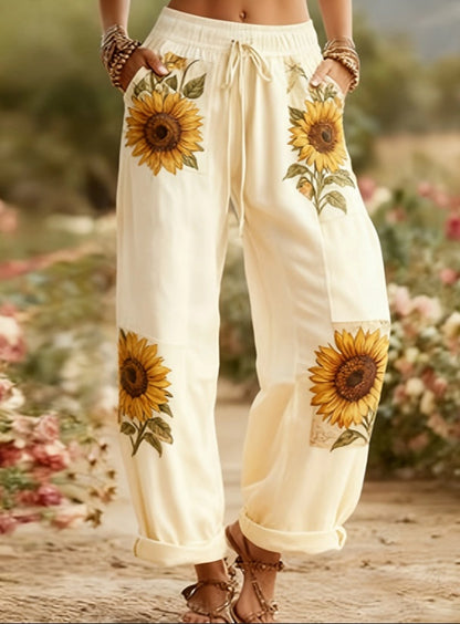 Boho Sunflower Sophie Laurie Floral Lantern Pants