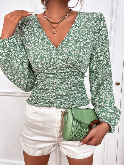 Chic Floral Long Sleeve V-Neck Top by Sophie Laurie