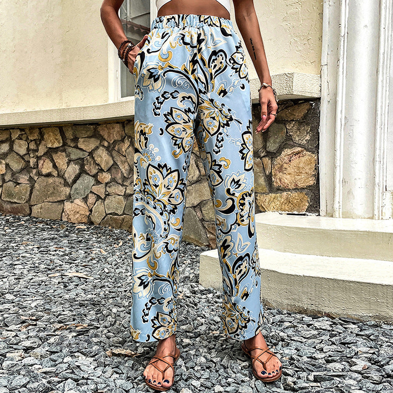 Floral Print Straight-Leg Pants by Sophie Laurie