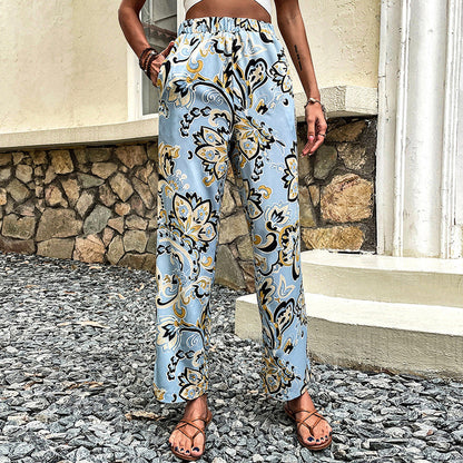 Floral Print Straight-Leg Pants by Sophie Laurie