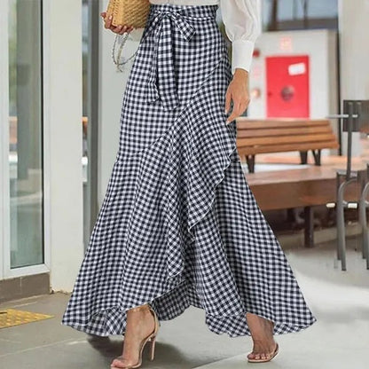 Plaid Ruffle Maxi Skirt by Sophie Laurie