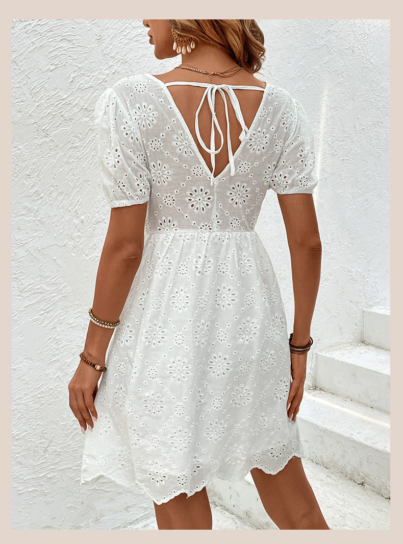 Elegant Eyelet Sophie Laurie Puff Sleeve Dress