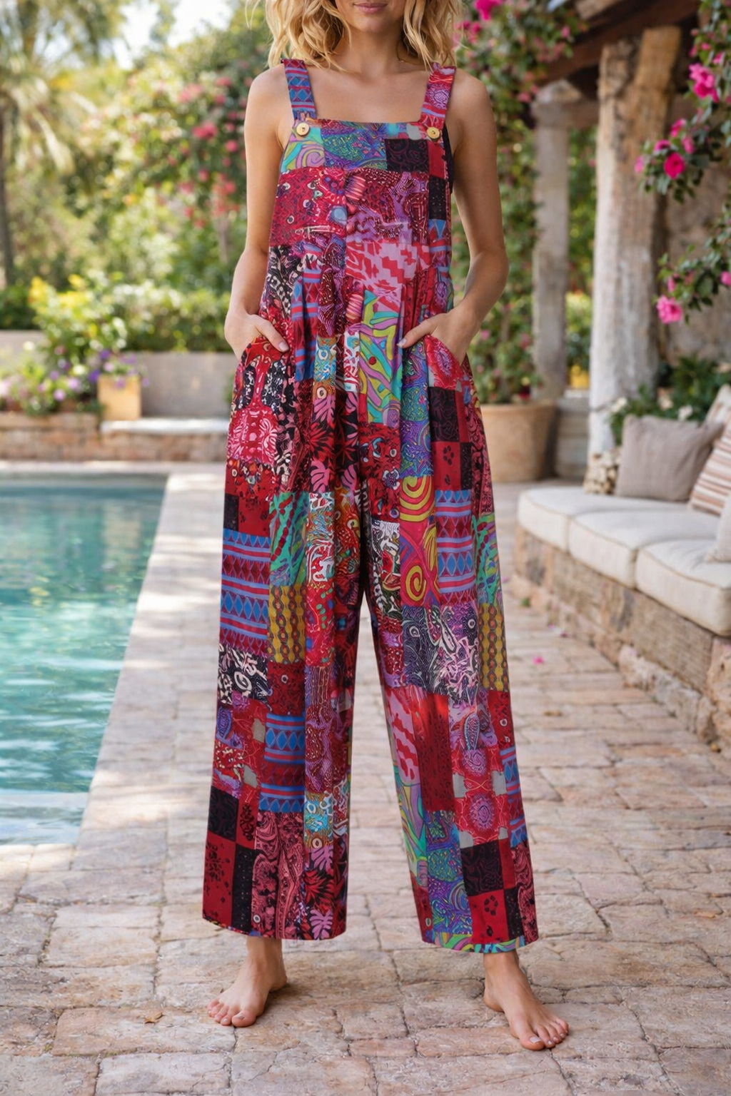 Floral Patchwork Sophie Laurie Suspender Jumpsuit