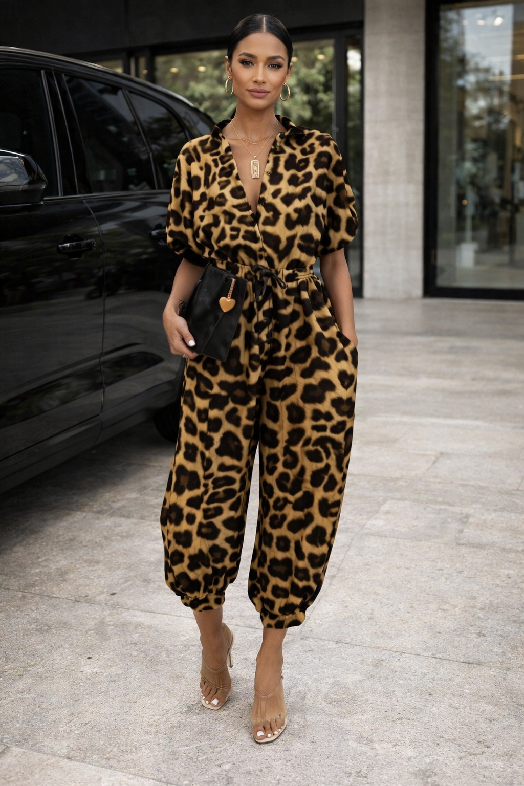 Chic Print Sophie Laurie Short Sleeve Jumpsuit