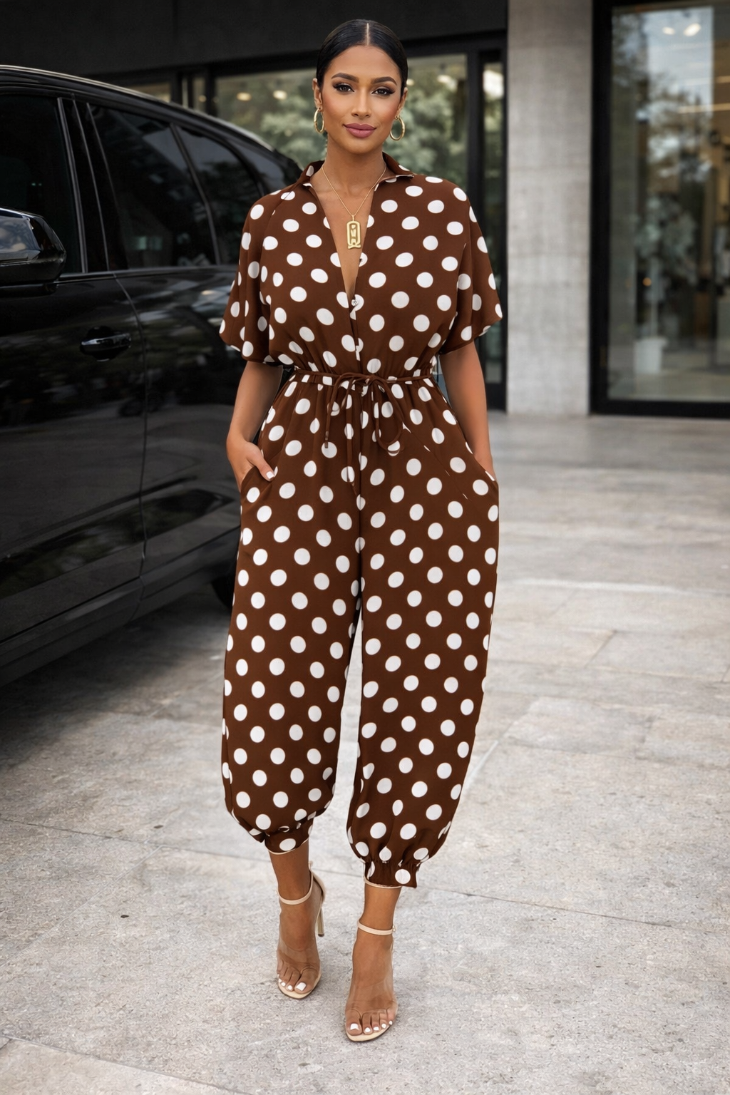 Chic Print Sophie Laurie Short Sleeve Jumpsuit