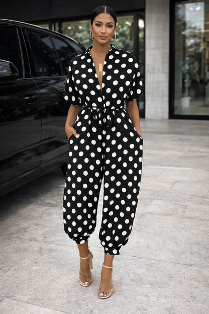 Chic Print Sophie Laurie Short Sleeve Jumpsuit
