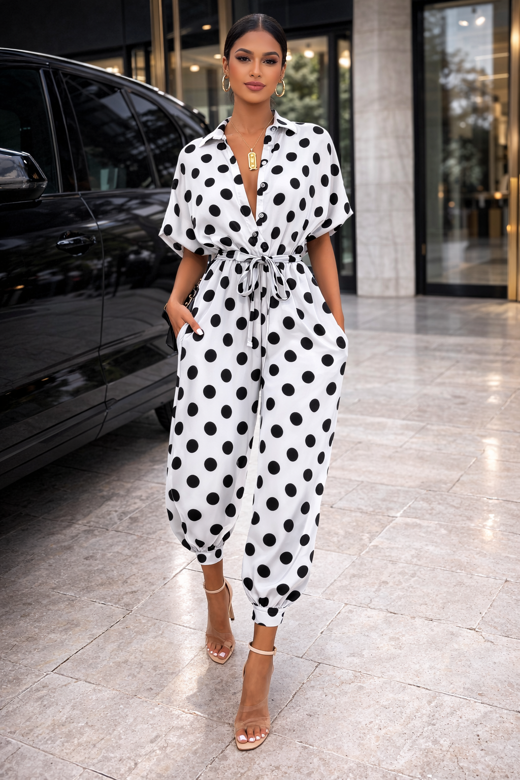 Chic Print Sophie Laurie Short Sleeve Jumpsuit