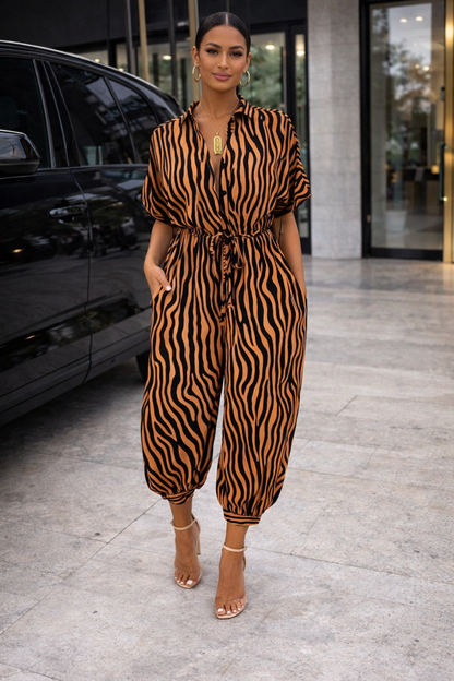 Chic Print Sophie Laurie Short Sleeve Jumpsuit
