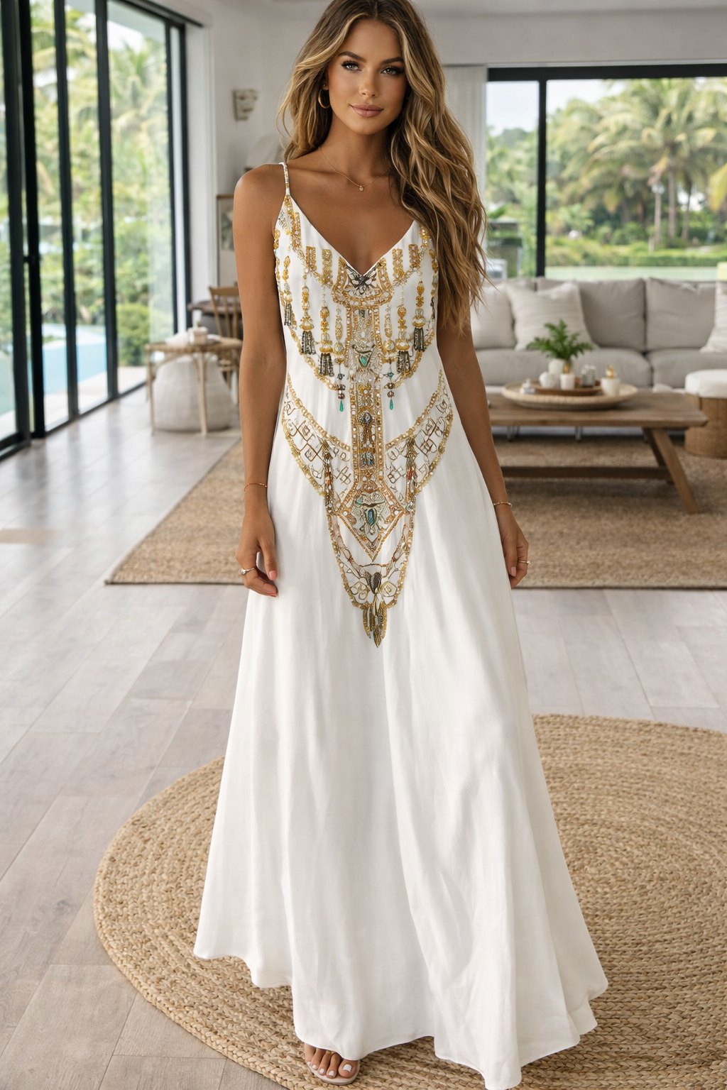 Chic Map Print Sophie Laurie High Waist Maxi Dress