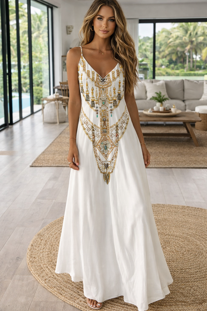 Chic Map Print Sophie Laurie High Waist Maxi Dress